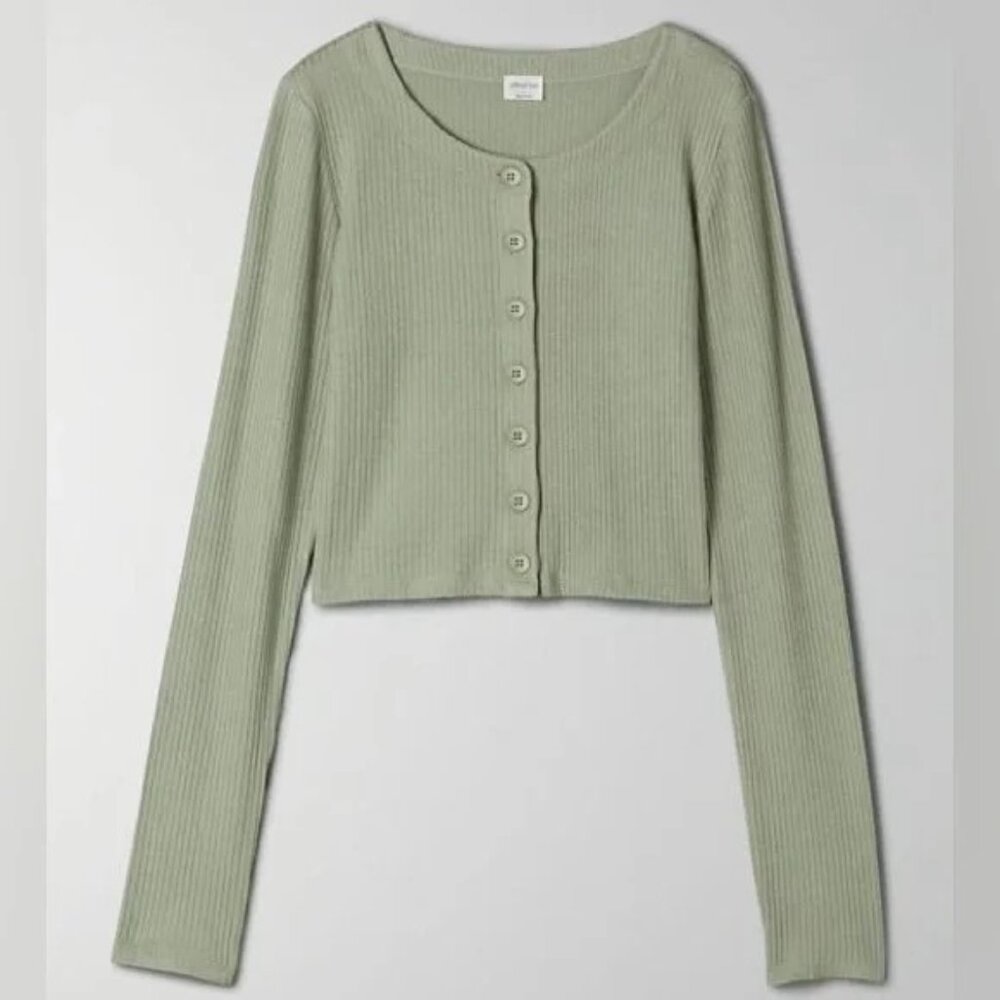 Wilfred Free Aritzia Neptune Long-sleeve Ribbed Crewneck Cardigan Size M